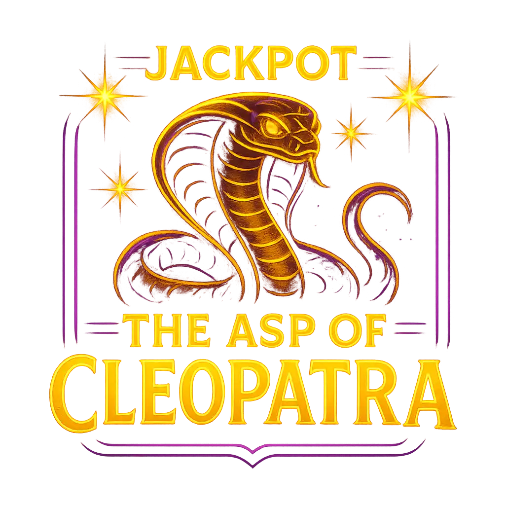The Asp of Cleopatra slot game artwork with neon casino styling
