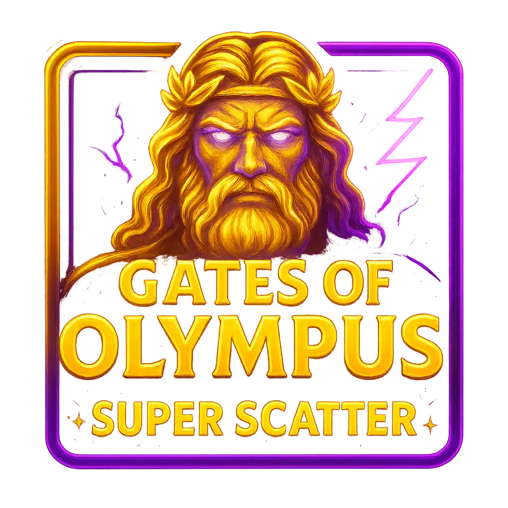 Gates of Olympus Super Scatter slot game artwork with neon casino styling