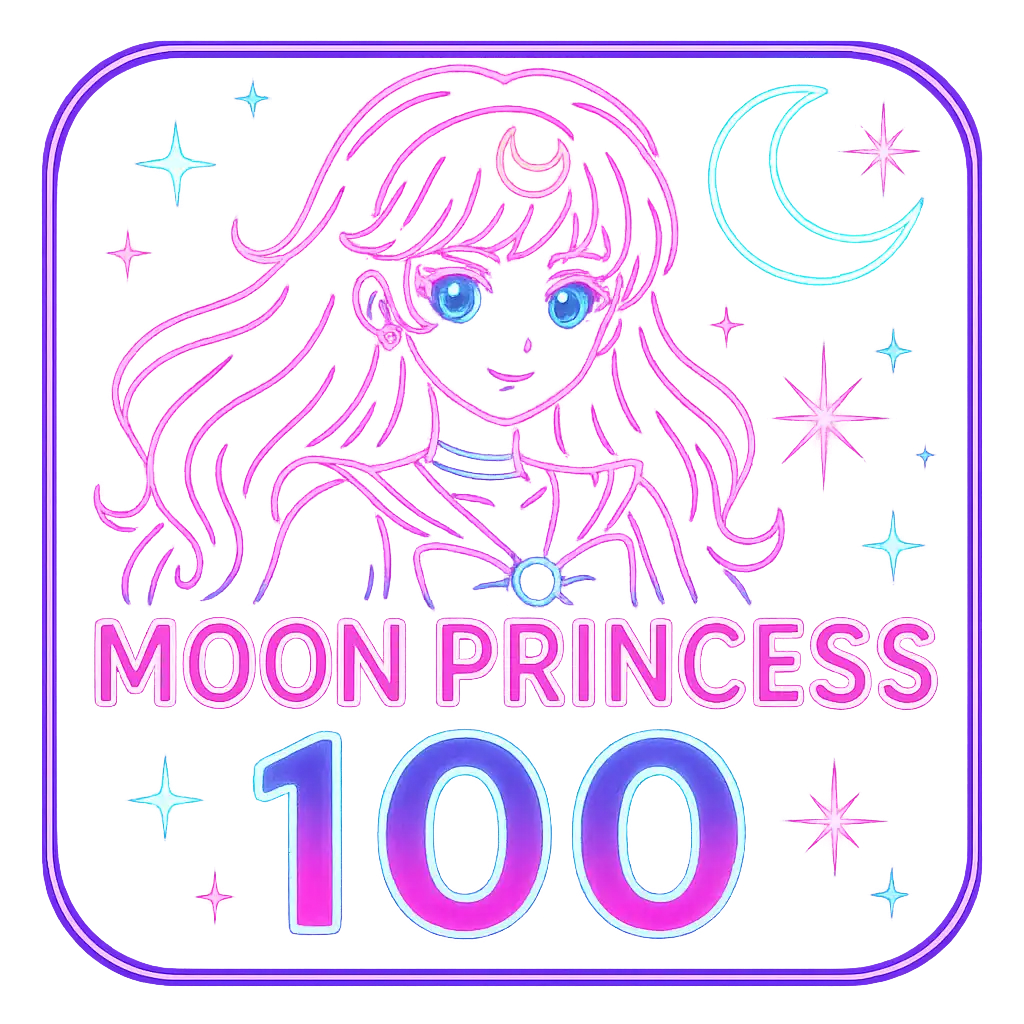 Moon Princess 100 slot game artwork with neon casino styling